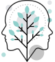 A head with a branching tree inside, symbolic of family therapy.